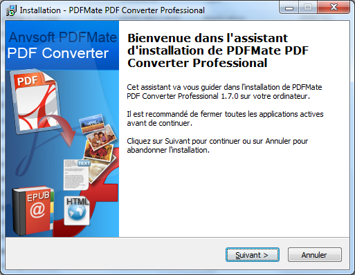 Assistant d'Installation de PDFMate PDF Converter Professional